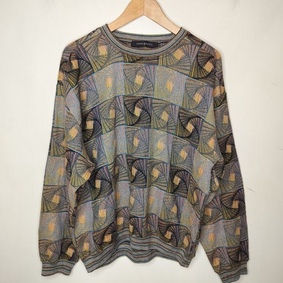 Jhane Barnes Sweater Abstract Knit Art Pullover Dad - Picture 1 of 11